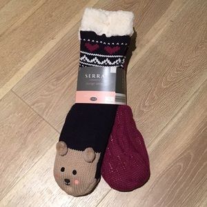 Serra Lounge Wear Ladies Chunky Knit Slipper Socks | 2 Pair | Shoe size 4-10